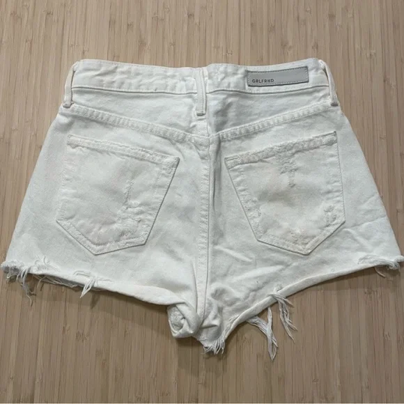 GRLFRND white denim Cindy high waisted jean shorts